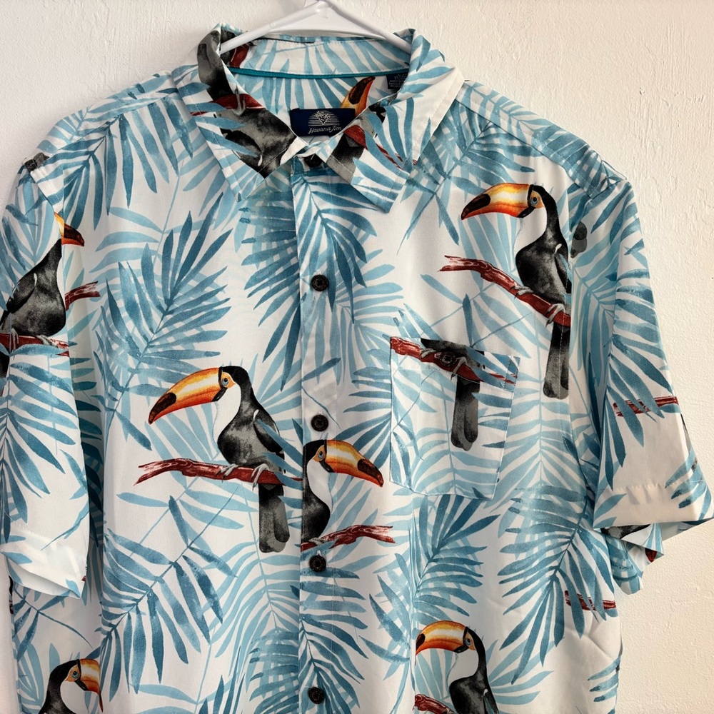 Havana Jim Hawaiian Tropical Toucan Print Men's Shirt Large